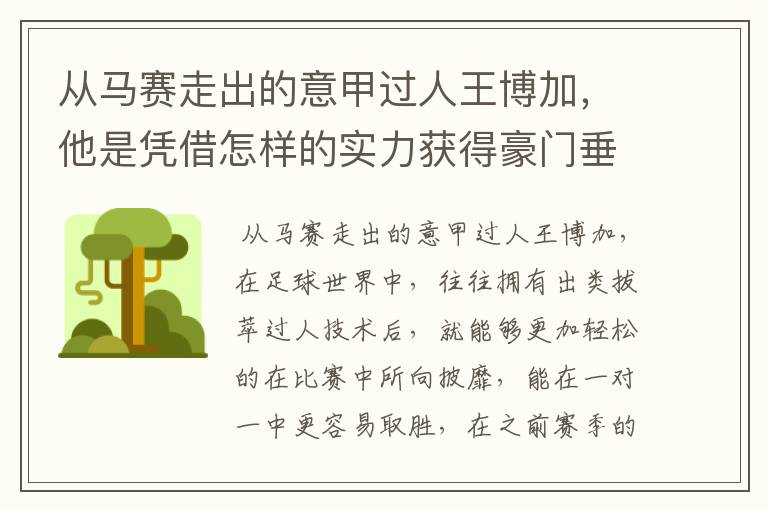 从马赛走出的意甲过人王博加,他是凭借怎样的实力获得豪门垂青的?