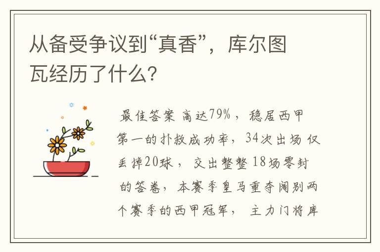 从备受争议到“真香”,库尔图瓦经历了什么?