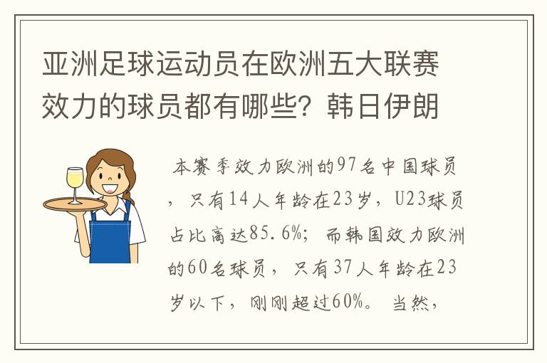 亚洲足球运动员在欧洲五大联赛效力的球员都有哪些?韩日伊朗 都是比较多吧!