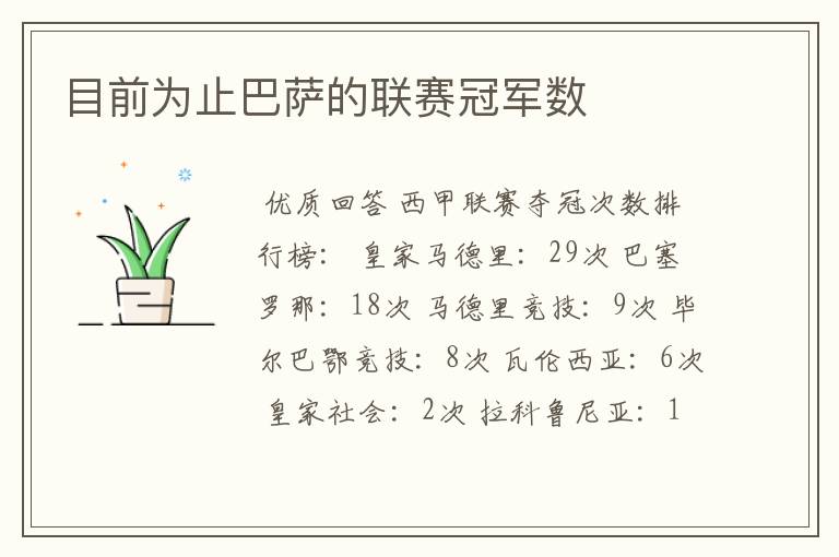 目前为止巴萨的联赛冠军数