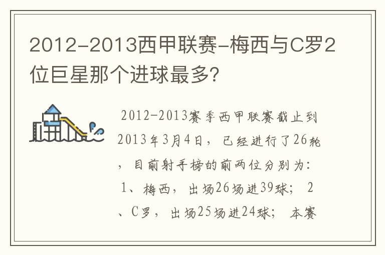 2012-2013西甲联赛-梅西与C罗2位巨星那个进球最多?