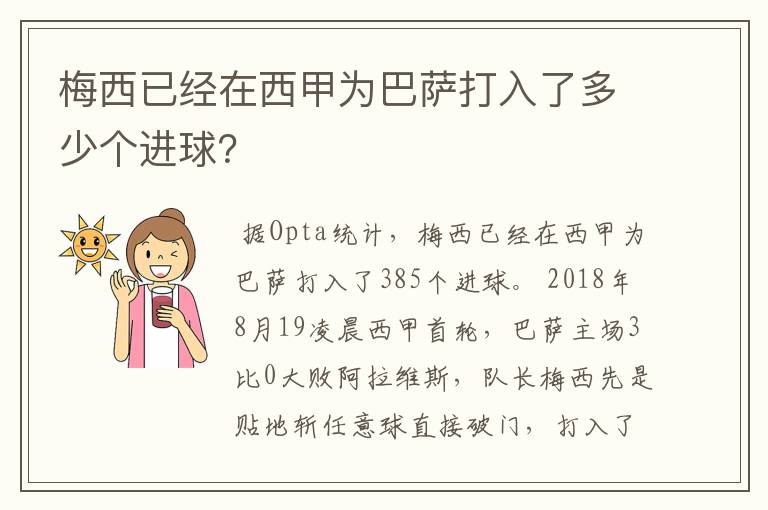 梅西已经在西甲为巴萨打入了多少个进球?