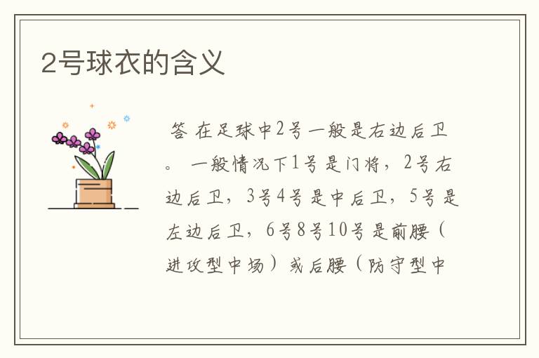 2号球衣的含义