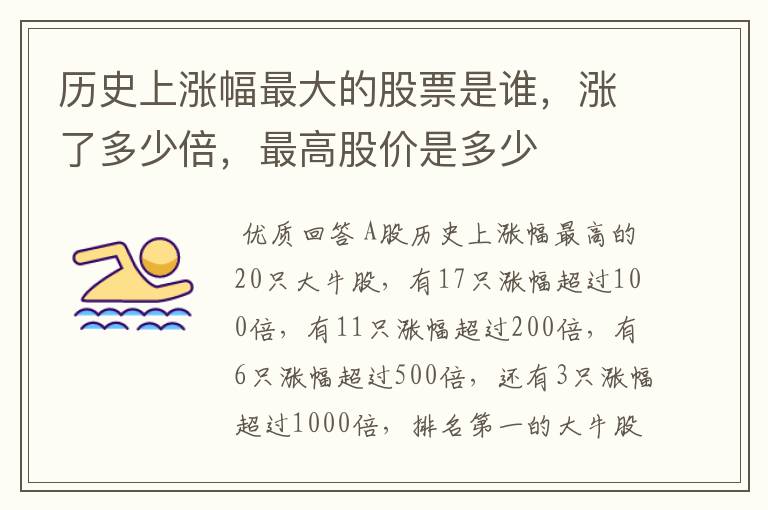 历史上涨幅最大的股票是谁,涨了多少倍,最高股价是多少