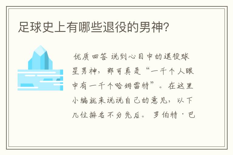 足球史上有哪些退役的男神?