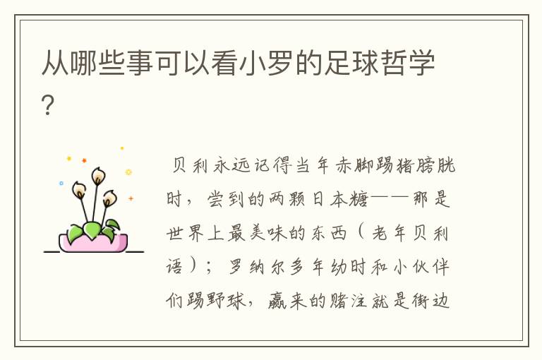 从哪些事可以看小罗的足球哲学？