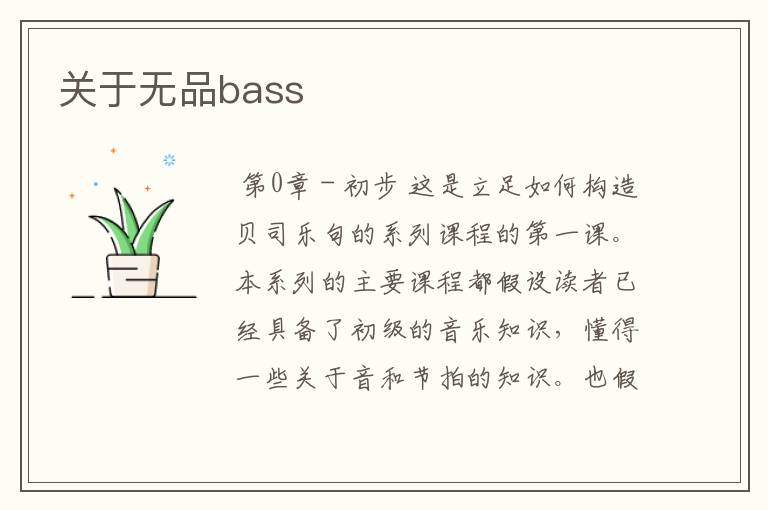 关于无品bass
