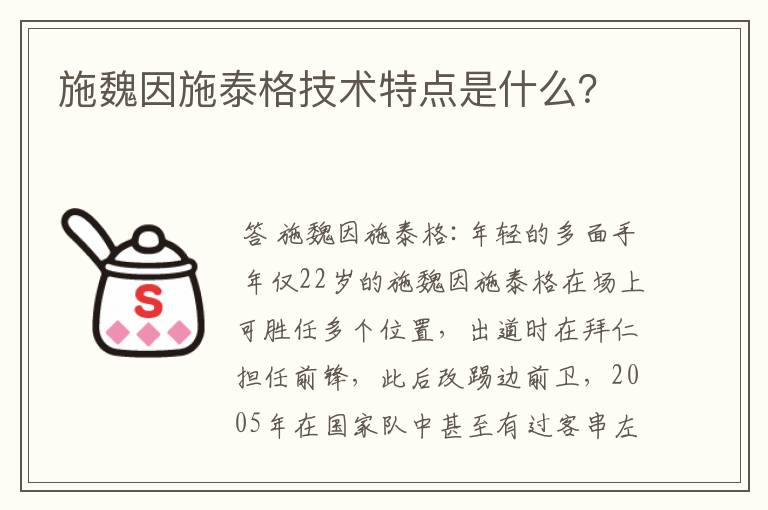 施魏因施泰格技术特点是什么?