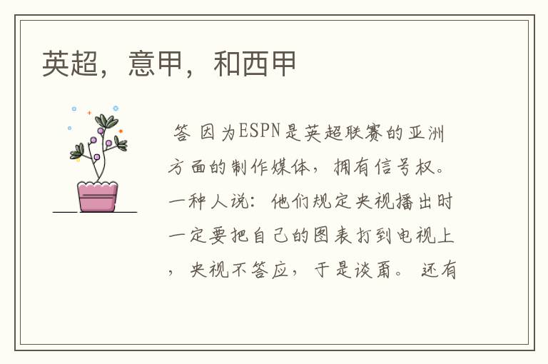 英超,意甲,和西甲