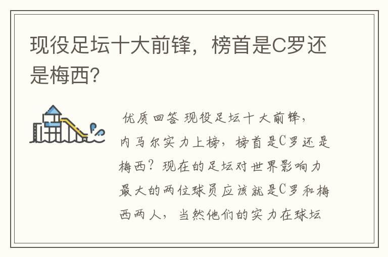 现役足坛十大前锋,榜首是C罗还是梅西?