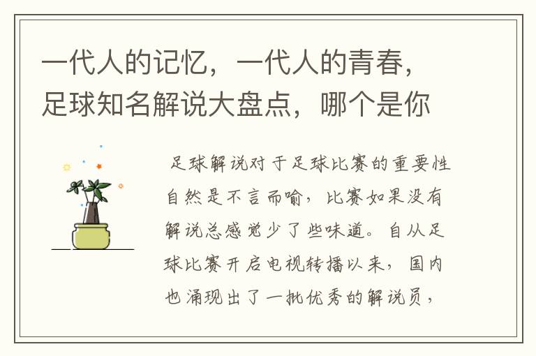一代人的记忆,一代人的青春,足球知名解说大盘点,哪个是你最爱