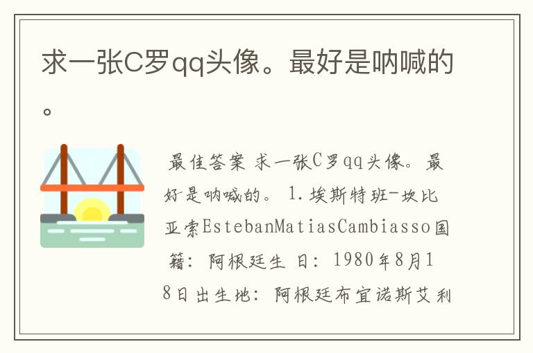 求一张C罗qq头像。最好是呐喊的。