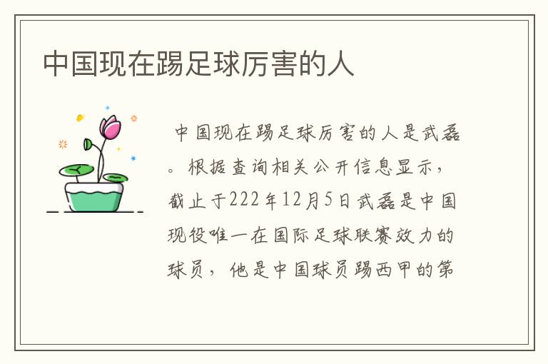 中国现在踢足球厉害的人