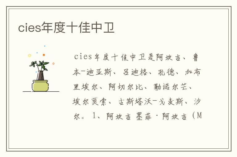 cies年度十佳中卫
