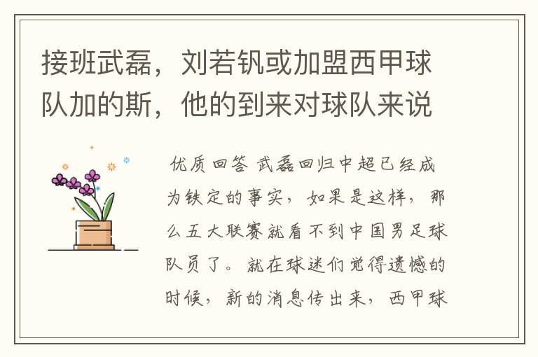 接班武磊,刘若钒或加盟西甲球队加的斯,他的到来对球队来说意味着什么?