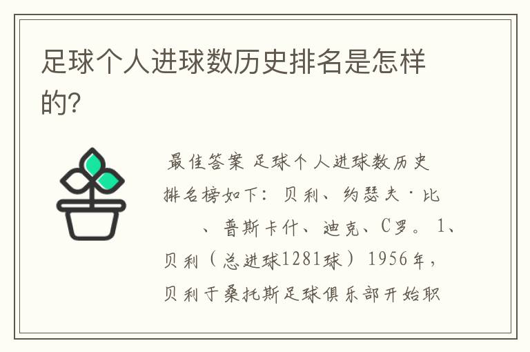 足球个人进球数历史排名是怎样的?