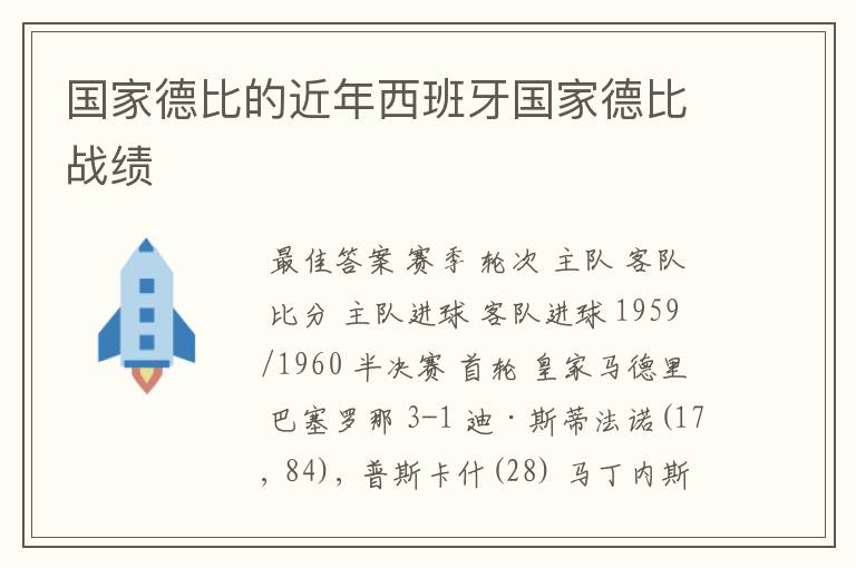 国家德比的近年西班牙国家德比战绩