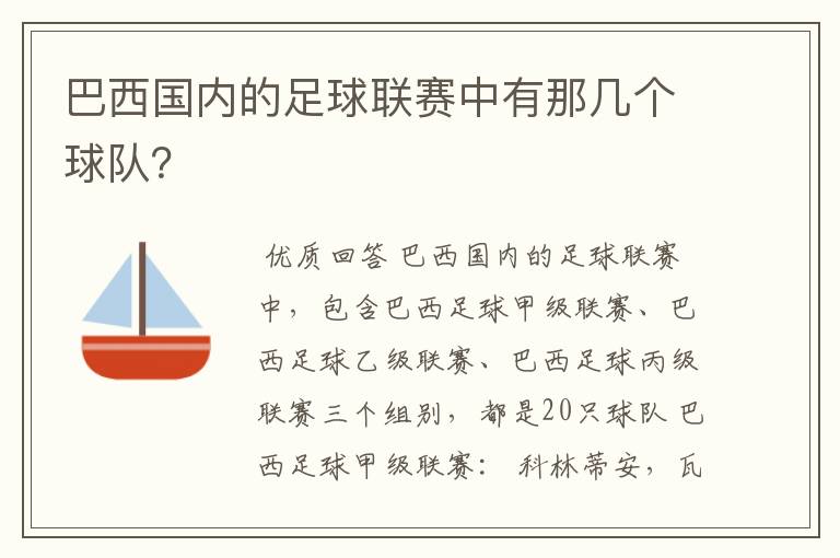 巴西国内的足球联赛中有那几个球队?