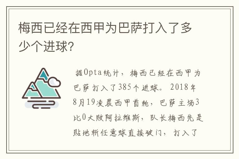梅西已经在西甲为巴萨打入了多少个进球?