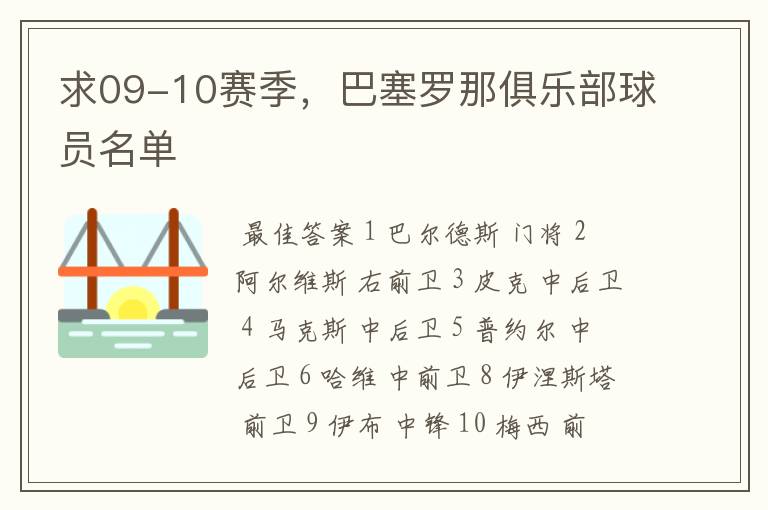求09-10赛季,巴塞罗那俱乐部球员名单