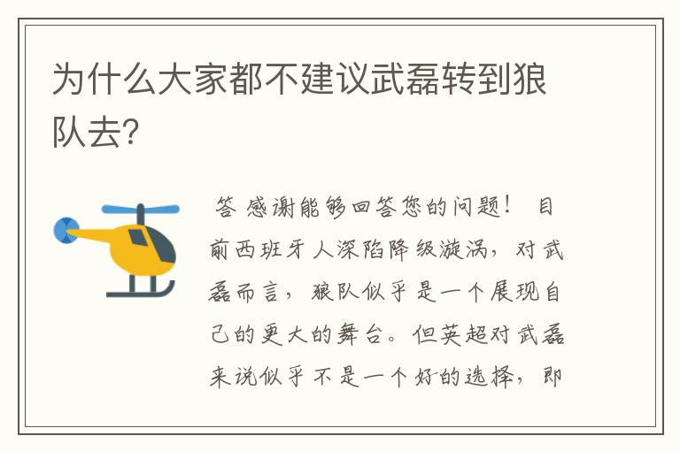 为什么大家都不建议武磊转到狼队去?