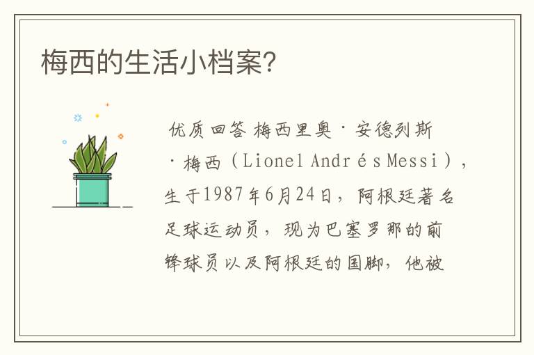 梅西的生活小档案?