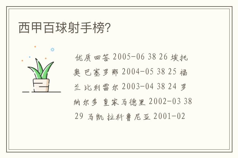 西甲百球射手榜?