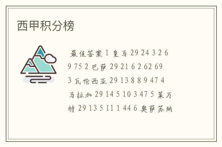 西甲积分榜