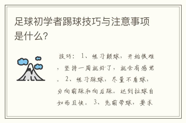 足球初学者踢球技巧与注意事项是什么?