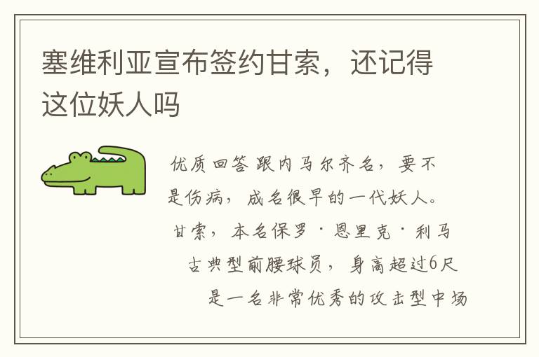 塞维利亚宣布签约甘索,还记得这位妖人吗