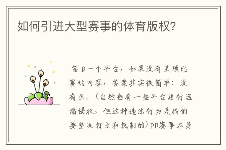 如何引进大型赛事的体育版权?