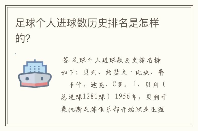 足球个人进球数历史排名是怎样的?