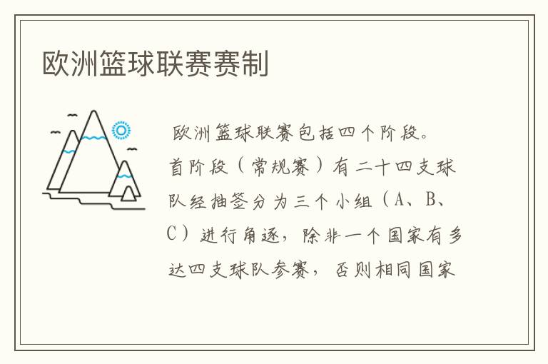 欧洲篮球联赛赛制