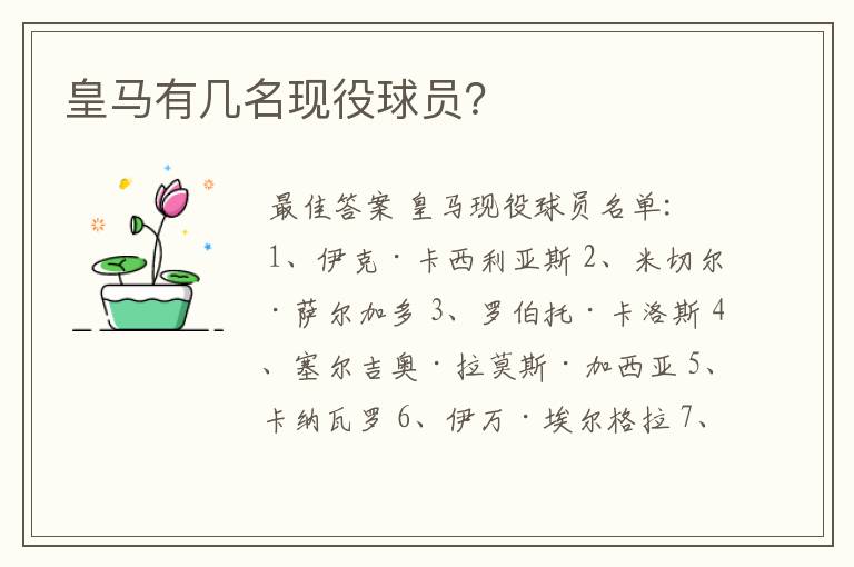 皇马有几名现役球员?