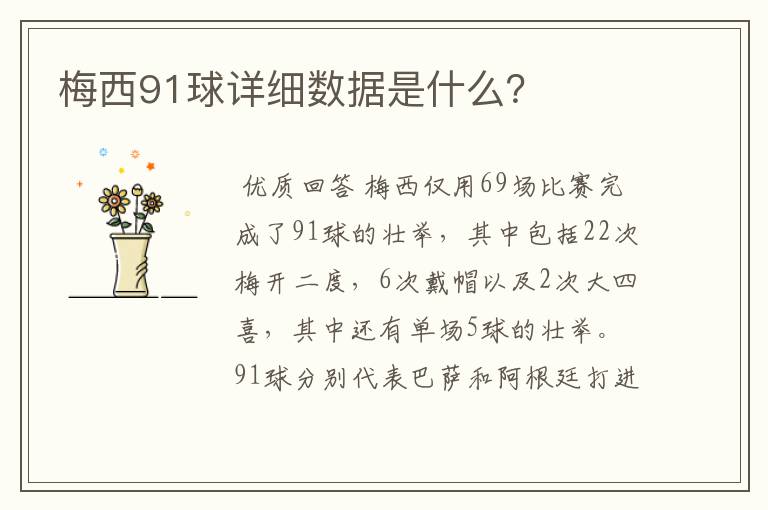 梅西91球详细数据是什么?