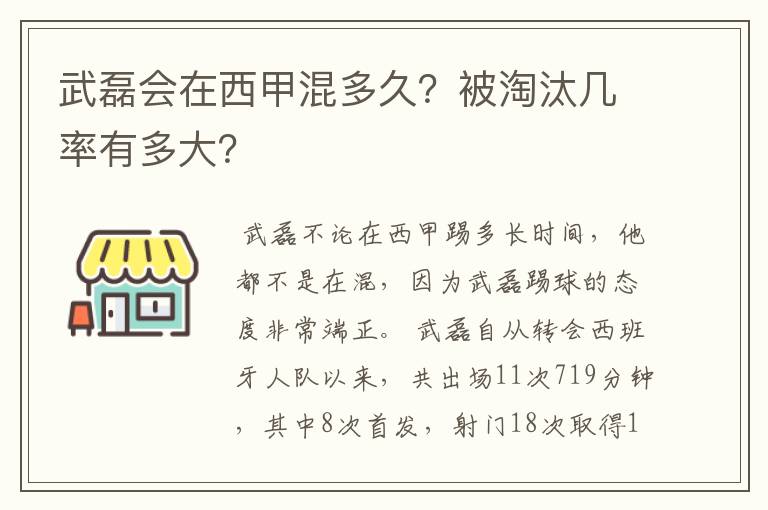 武磊会在西甲混多久?被淘汰几率有多大?