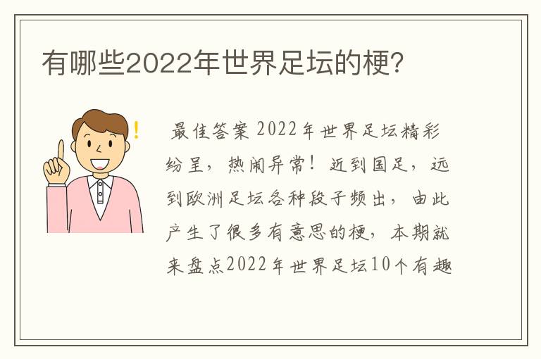 有哪些2022年世界足坛的梗?