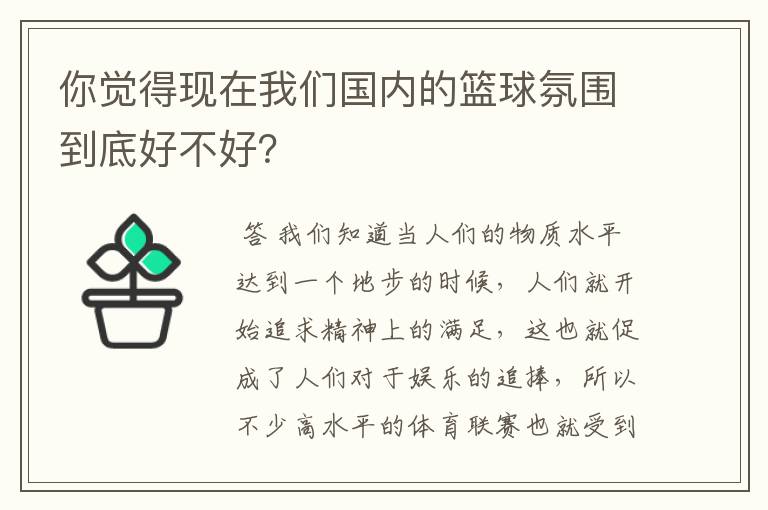 你觉得现在我们国内的篮球氛围到底好不好?