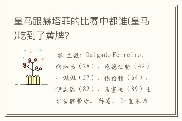皇马跟赫塔菲的比赛中都谁(皇马)吃到了黄牌?