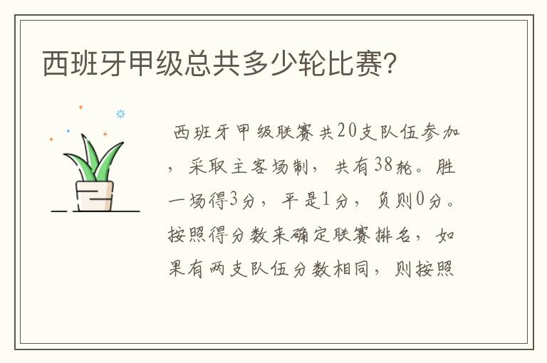 西班牙甲级总共多少轮比赛?