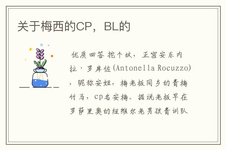 关于梅西的CP,BL的