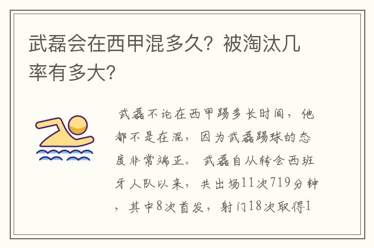 武磊会在西甲混多久?被淘汰几率有多大?