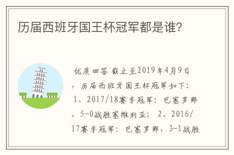 历届西班牙国王杯冠军都是谁?