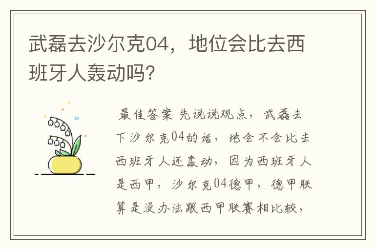 武磊去沙尔克04,地位会比去西班牙人轰动吗?
