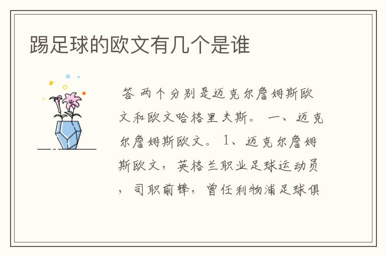 踢足球的欧文有几个是谁