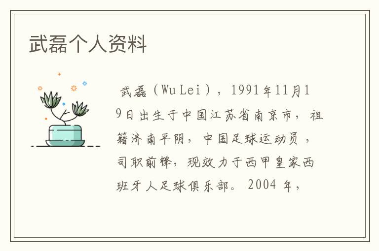 武磊个人资料