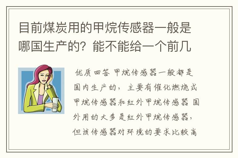 目前煤炭用的甲烷传感器一般是哪国生产的?能不能给一个前几大供应商的甲烷用传感器在中国市场的所占份额