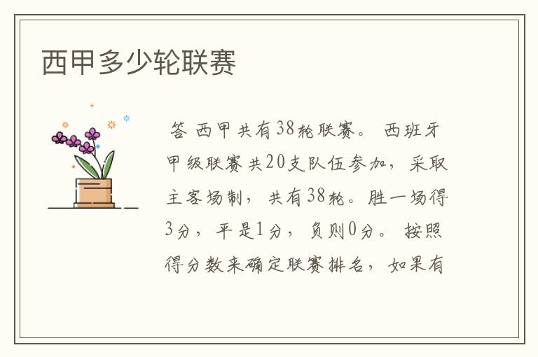 西甲多少轮联赛
