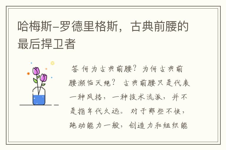 哈梅斯-罗德里格斯,古典前腰的最后捍卫者