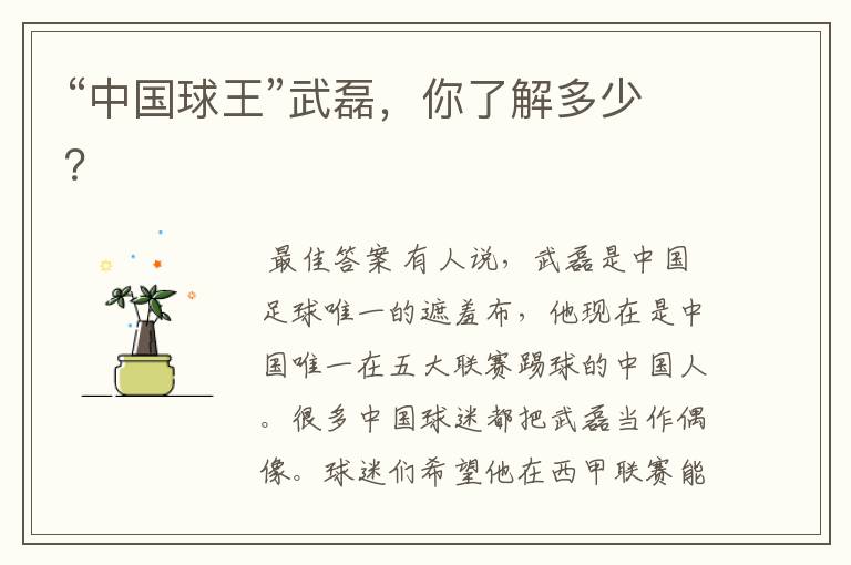 “中国球王”武磊,你了解多少?